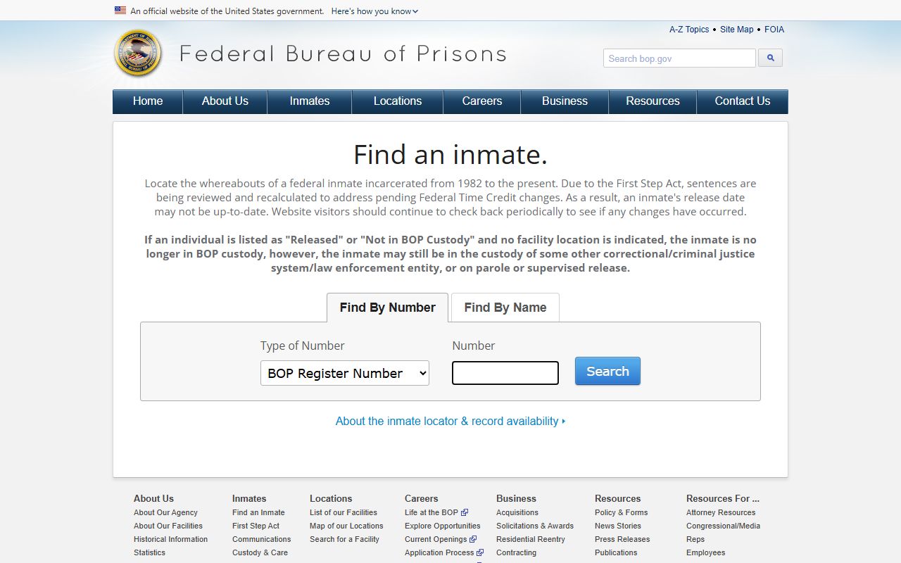 Riverside County released inmate search through the federal BOP locator